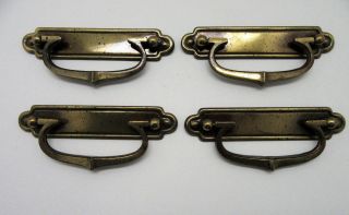 Set Of 4 Vintage Metal & Brass Drawer Pulls 3 3/4 " Center Canada Cb - 1562