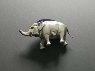 Edwardian Solid Silver Elephant Novelty Pin Cushion Levi & Salaman 1905
