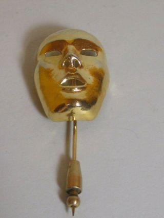 Isabel Canovas Vintage Gold Plated Face / Mask Pin Brooch Designer