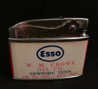 Rare,  Vintage Flat Advertising Lighter - Esso - Crowe Oil C0 - Newport Tenn