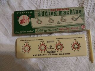 Vintage Sterling Add - It Automatic Adding Machine 565 With Pick And Box