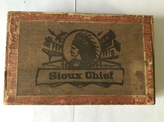 Sioux Chief Native American Indian Antique Wooden Cigar Box 2