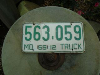 Vintage Missouri 1955 Truck License Plate 563 - 059,  Mo