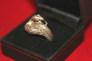 Vintage Estate Sterling Silver Coiled Snake Ring Size Us 6 8.  8 Grams