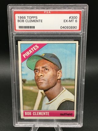 1966 Topps 300 Roberto Bob Clemente Hof Psa 6 - Decently Centered W Great Color