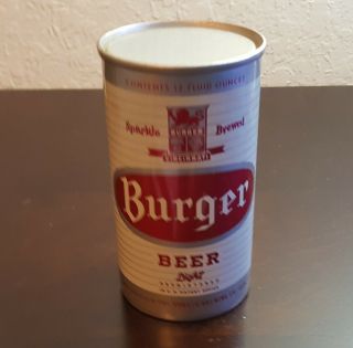 Vintage Burger Flat Top Beer Can / The Burger Brewing Co.  Akron,  Oh Test Can