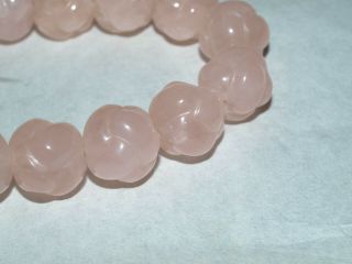 Vintage Carved Chinese Pink Rose Quartz Stone Endless Knot LOVE Bead Round 18mm 3