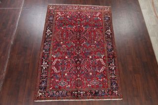 Vintage All - Over Heriz Serapi Area Rug 6 ' x 9 ' Oriental Hand - Knotted RED 2