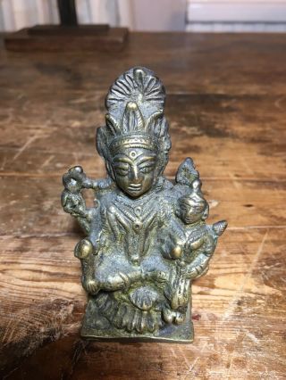 Antique/vintage Indian Bronze Brass Hindu Deity Shiva? Parvati 8.  5cm Tall