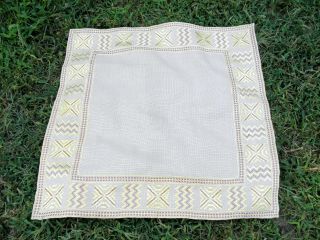European Folk Art Vintage Hand - Embroidered Tablecloth 27.  6 In X 28.  9 In