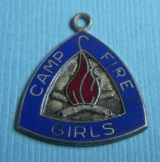Vintage Enamel Camp Fire Girls Sterling Charm
