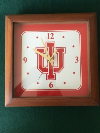 Vintage Ncaa College Indiana University Iu Hoosiers Pine Wood Battery Wall Clock
