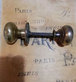 One Old Brass Vintage Door Handles With One Backplate