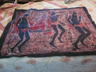 Vintage Batik African Wall Hanging Folk Art Textile 26 " X 36 "
