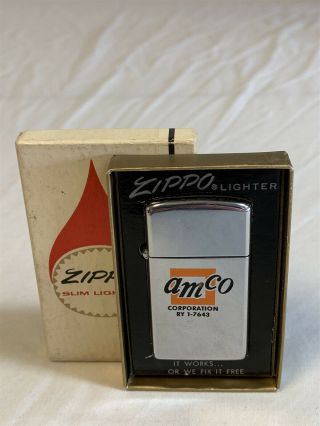 Vintage 1958 Zippo Slim Lighter Amco Corporation