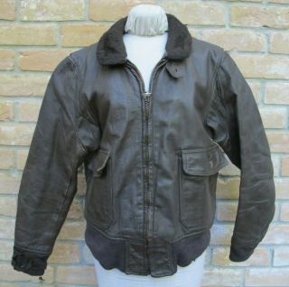 In Bad Shape Vintage 1976 Us Navy G - 1 Leather Bomber Jacket,  Size 44,  Needs Work
