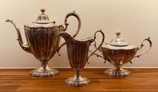 Antique Victorian Engraved Gorham Sterling Silver Tea Set Scrap? 1782 Grams