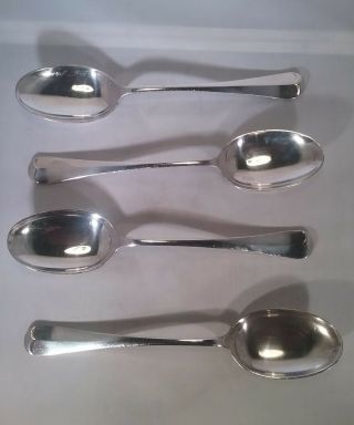 Set Of 4 Vintage Silver Plated Table Spoons Rattail Pattern Saunders Blackband