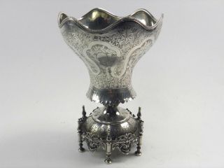 Silver Spoon Holder Antique 19th Century Turkish Ottoman Sultan Tughra Marks
