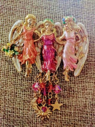 Rare Vintage Kirks Folly Three Sisters Angel Brooch Pin