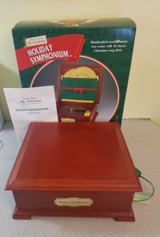 Vtg 1990 Mr Christmas Holiday Symphonium Music Handcrafted Wood Box 16 Discs