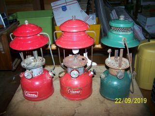 3 Vintage Coleman Lanterns 1958 & 1970 Model 200a And 1950? Model 242