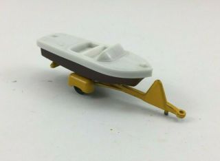 Vtg Tootsietoy Yellow Trailer Toy Plastic Boat Chris - Craft Capri Brown & White