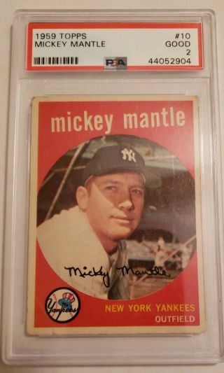 1959 Topps Mickey Mantle 10 Psa 2