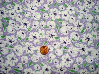 Floral On Lilac Full Vtg Feedsack Quilt Sewing Dollclohtes Craft Cotton Fabric