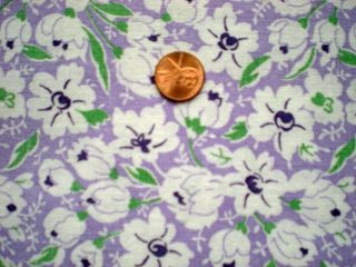 FLORAL on LILAC Full Vtg FEEDSACK Quilt Sewing DollClohtes Craft Cotton Fabric 2