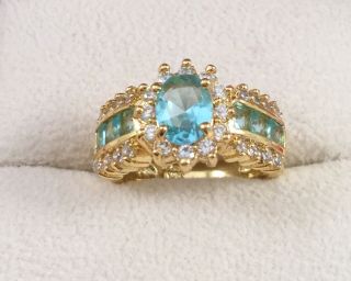 Vintage Art Deco Jewellery Gold Ring Aquamarine And Sapphires Antique Jewelry
