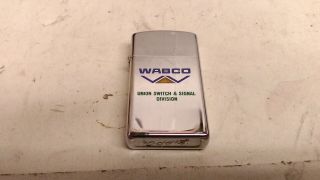 Vintage 1973 Zippo Slim Lighter Wabco Union Switch And Signal Division