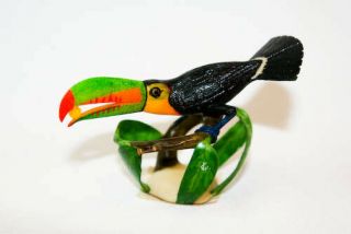 Vintage Tagua Nut Art Toucan Bird Art Signed Hector Pena 1