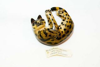 Vintage Tagua Nut Art Wounaan Jungle Cat Art Signed Alexander T 3
