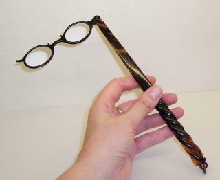 Antique Victorian Faux Tortoiseshell Lorgnettes Spectacles Long Handled Glasses