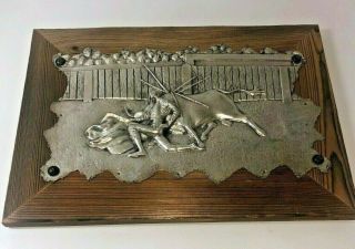 Vintage Mcm Silver Metal Spanish Bullfighter Relief Sculpture Art Signed Castro