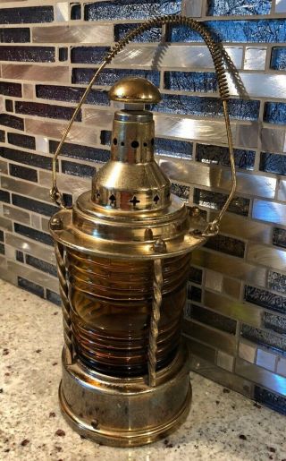 Vintage Brass Liquor Bottle Decanter Music Box Lantern