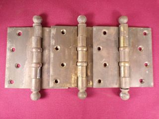3 Stanley 4 " X 4 " Solid Brass Door Hinge Commercial Ball Bearing Vintage Usa