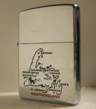 1992 Niagara Falls Souvenir Zippo Newfoundland Canada Map (jg)