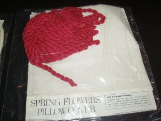 TWO Vintage HTF Embroidery Kits Denmark Linen Pillow Kits Spring White Flowers 3