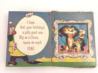 Vintage Greeting Card Childrens Happy Birthday Puzzle Toy Circus Gaston