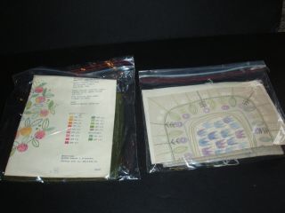 Two Vintage Htf Embroidery Kits Niab Swedish Or Danish Not Sure Tulips & Floral