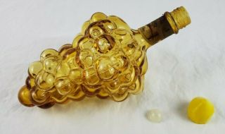 Vintage Yellow Glass Decanter For Vinegar Or Wine In Shape Of Grapes