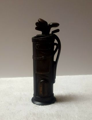 Vintage Negbaur Bronze Golf Bag Table Lighter 5 Inches Tall.