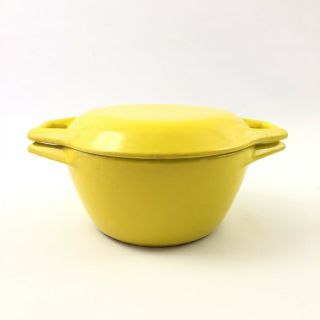 Vintage Copco D1 Yellow And White Enamel Cast Iron Dutch Oven By Michael Lax