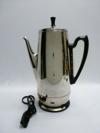 Vintage Ge 12 Cup Stainless Steel Electric Percolator Coffee Pot No A1cm40 Usa