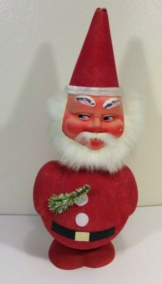 Vintage Santa Claus Christmas Candy Container Felt Cardboard Bobble Head