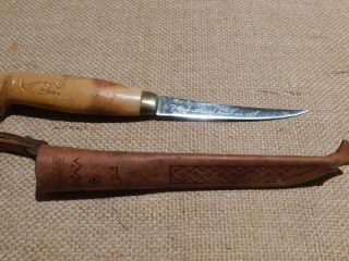 Vintage J.  Marttiini Filet Knife Hand Ground Finland Rapala 4 " Blade