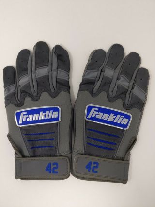 Game Issued Franklin Jackie Robinson Day Chrome Cfx Pro Batting Gloves Adult Med