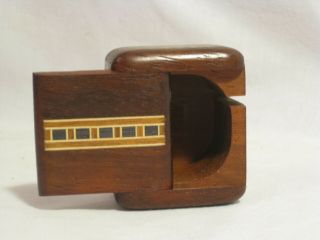 Vintage Stamp Roll Stamps Dispenser Wooden Wood Inlay Box Container Holder